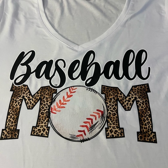 Baseball Mom White V-neck T-Shirt - Picture 2 of 5